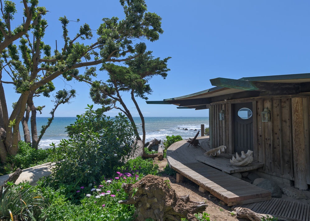 Harry Gesner’s Malibu Sandcastle House Front Entrance With Pacific Ocean View
